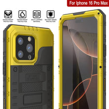 Charger l&#39;image dans la galerie, iPhone 16 Pro Max Metal Extreme 3.0 Série Aluminium Aluminium Aluminium Case IP68 W / Buillt en protecteur d&#39;écran et kickstand [Yellow]
