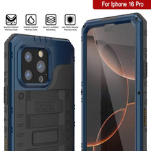 Charger l&#39;image dans la galerie, iPhone 16 Pro Metal Extreme 3.0 Série Aluminium Aluminium Aluminium IP68 W / Buillt en protecteur d&#39;écran et kickstand [Blue]
