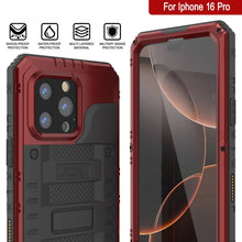 Charger l&#39;image dans la galerie, iPhone 16 Pro Metal Extreme 3.0 Série Aluminium Aluminium Aluminium IP68 W / Buillt en protecteur d&#39;écran et kickstand [Red]
