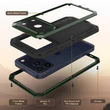 Charger l&#39;image dans la galerie, Étui iPhone 17 Pro Metal, couverture d&#39;armure de qualité militaire lourde [Proof] Full Body Hard [vert foncé]
