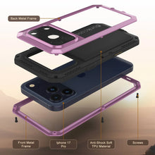 Charger l&#39;image dans la galerie, Étui iPhone 17 Pro Metal, couverture d&#39;armure de qualité militaire lourde [Proof] Full Body Hard [rose]

