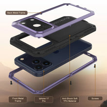 Charger l&#39;image dans la galerie, Étui iPhone 17 Pro Metal, couverture d&#39;armure de qualité militaire lourde [Proof] Full Body Hard [Purple]
