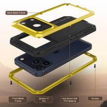 Charger l&#39;image dans la galerie, Étui iPhone 17 Pro Metal, couverture d&#39;armure de qualité militaire lourde [Proof] Full Body Hard [Jaune]
