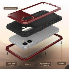 Charger l'image dans la galerie, Étui en métal iPhone 17, couverture d'armure de qualité militaire lourde [Proof] Full Body Hard [rouge]
