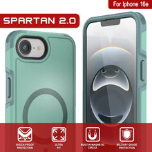 Load image into Gallery viewer, Punkcase iPhone 16E Case, [Spartan 2.0 Series] Couverture lourde robuste claire avec protecteur d&#39;écran intégré [Teal]
