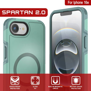 Punkcase iPhone 16E Case, [Spartan 2.0 Series] Couverture lourde robuste claire avec protecteur d'écran intégré [Teal]