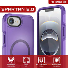 Load image into Gallery viewer, Punkcase iPhone 16E Case, [Spartan 2.0 Series] Couverture lourde robuste claire avec protecteur d&#39;écran intégré [Purple]
