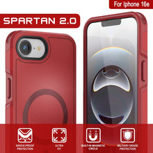 Load image into Gallery viewer, Punkcase iPhone 16e Case, [Spartan 2.0 Series] Couverture lourde robuste claire avec protecteur d&#39;écran intégré [rouge]
