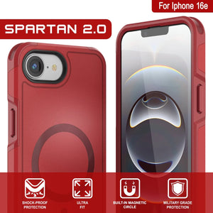 Punkcase iPhone 16e Case, [Spartan 2.0 Series] Couverture lourde robuste claire avec protecteur d'écran intégré [rouge]