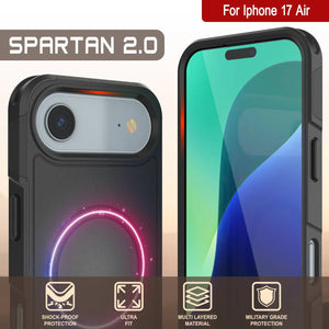 Punkcase iPhone 17 Air Case, [Spartan 2.0 Series] Couverture lourde robuste claire avec protecteur d'écran intégré [noir]