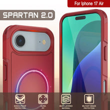 Charger l&#39;image dans la galerie, Punkcase iPhone 17 Air Case, [Spartan 2.0 Series] Couverture lourde robuste claire avec protecteur d&#39;écran intégré [rouge]
