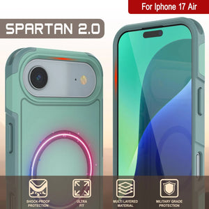 Punkcase iPhone 17 Air Case, [Spartan 2.0 Series] Couverture lourde robuste claire avec protecteur d'écran intégré [Teal]