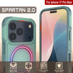 Punkcase iPhone 17 Pro Max Case, [Spartan 2.0 Series] Couverture lourde robuste claire avec protecteur d'écran intégré [Teal]