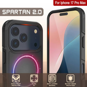 Punkcase iPhone 17 Pro Max Case, [Spartan 2.0 Series] Couverture lourde robuste claire avec protecteur d'écran intégré [noir]