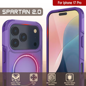 Punkcase iPhone 17 Pro Case, [Spartan 2.0 Series] Couverture lourde robuste claire avec protecteur d'écran intégré [Purple]