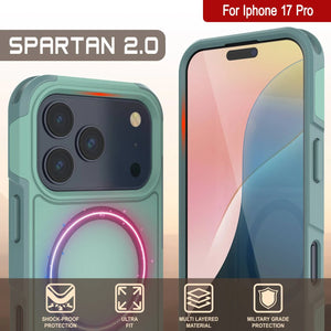 Punkcase iPhone 17 Pro Case, [Spartan 2.0 Series] Couverture lourde robuste claire avec protecteur d'écran intégré [Teal]