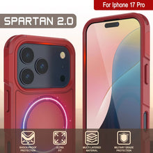 Charger l&#39;image dans la galerie, Punkcase iPhone 17 Pro Case, [Spartan 2.0 Series] Couverture lourde robuste claire avec protecteur d&#39;écran intégré [rouge]

