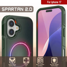 Charger l&#39;image dans la galerie, Punkcase iPhone 17 Case, [Spartan 2.0 Series] Couverture lourde robuste claire avec protecteur d&#39;écran intégré [vert foncé]
