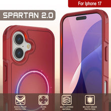 Charger l&#39;image dans la galerie, Punkcase iPhone 17 Case, [Spartan 2.0 Series] Couverture lourde robuste claire avec protecteur d&#39;écran intégré [rouge]
