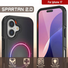 Charger l&#39;image dans la galerie, Punkcase iPhone 17 Case, [Spartan 2.0 Series] Couverture lourde robuste claire avec protecteur d&#39;écran intégré [noir]
