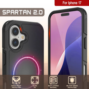 Punkcase iPhone 17 Case, [Spartan 2.0 Series] Couverture lourde robuste claire avec protecteur d'écran intégré [noir]