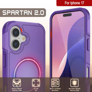 Punkcase iPhone 17 Case, [Spartan 2.0 Series] Couverture lourde robuste claire avec protecteur d'écran intégré [Purple]