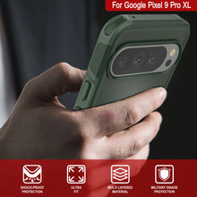 Charger l&#39;image dans la galerie, Punkcase Google Pixel 9 Pro XL Case, [Spartan 2.0 Series] Couverture lourde robuste claire avec protecteur d&#39;écran intégré [vert foncé]
