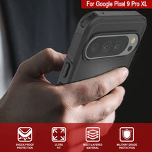 Charger l&#39;image dans la galerie, Punkcase Google Pixel 9 Pro XL Case, [Spartan 2.0 Series] Couverture lourde robuste claire avec protecteur d&#39;écran intégré [noir]
