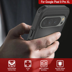 Punkcase Google Pixel 9 Pro XL Case, [Spartan 2.0 Series] Couverture lourde robuste claire avec protecteur d'écran intégré [noir]