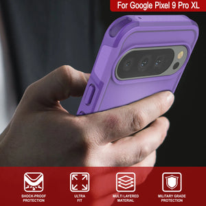 Punkcase Google Pixel 9 Pro XL Case, [Spartan 2.0 Series] Couverture lourde robuste claire avec protecteur d'écran intégré [Purple]