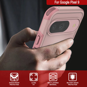 Punkcase Google Pixel 9 Case, [Spartan 2.0 Series] Couverture lourde robuste claire avec protecteur d'écran intégré [rose]