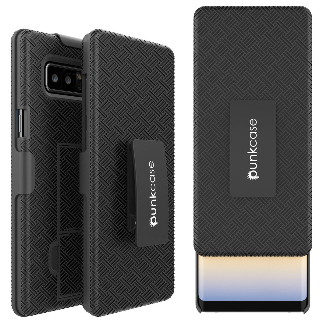 Punkcase Galaxy Note 8 Case, With PunkShield Glass Screen Protector, Holster Belt Clip & Built-In Kickstand Non-Slip Dual Layer Hybrid TPU Full Body Protection for Samsung Note 8 [Black] (Color in image: Black)