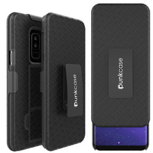 Charger l&#39;image dans la galerie, Punkcase Galaxy S9 PLUS Case With Screen Protector, Holster Belt Clip &amp; Built-In Kickstand Non Slip Dual Layer Hybrid TPU Full Body Protection [Thin Fit] for Samsung Galaxy S9+ Edge [Black] (Color in image: Black)
