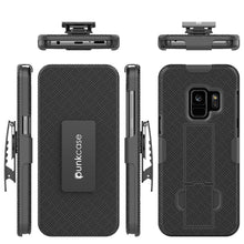 Charger l&#39;image dans la galerie, Punkcase Galaxy S9 Case With Screen Protector, Holster Belt Clip &amp; Built-In Kickstand Non Slip Dual Layer Hybrid TPU Full Body Protection [Thin Fit] for Samsung Galaxy S9 Edge [Black] 
