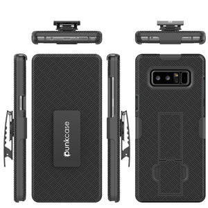 Punkcase Galaxy Note 8 Case, With PunkShield Glass Screen Protector, Holster Belt Clip & Built-In Kickstand Non-Slip Dual Layer Hybrid TPU Full Body Protection for Samsung Note 8 [Black] 