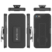 Charger l&#39;image dans la galerie, Punkcase iPhone 8 / 7 Case With Tempered Glass Screen Protector, Holster Belt Clip &amp; Built-In Kickstand Non Slip Dual Layer Hybrid TPU Full Body Protection [Thin Fit] for Apple iPhone 7 &amp; 8 [Black] 
