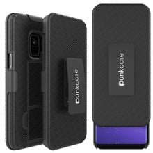 Charger l&#39;image dans la galerie, Punkcase Galaxy S9 Case With Screen Protector, Holster Belt Clip &amp; Built-In Kickstand Non Slip Dual Layer Hybrid TPU Full Body Protection [Thin Fit] for Samsung Galaxy S9 Edge [Black] (Color in image: Black)
