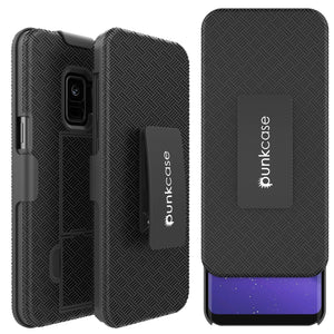 Punkcase Galaxy S9 Case With Screen Protector, Holster Belt Clip & Built-In Kickstand Non Slip Dual Layer Hybrid TPU Full Body Protection [Thin Fit] for Samsung Galaxy S9 Edge [Black] (Color in image: Black)