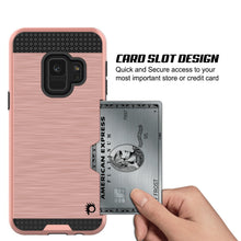 Load image into Gallery viewer, Galaxy S9 Case, PUNKcase [SLOT Series] [Slim Fit] Dual-Layer Armor Cover w/Integrated Anti-Shock System, Credit Card Slot [Rose Gold] (Color in image: White)
