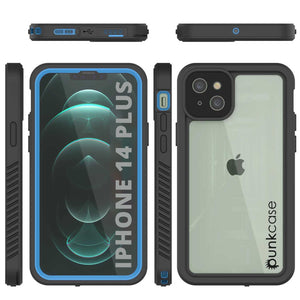 iPhone 14 Plus Waterproof Case, Punkcase [Extreme Series] Armor Cover W/ Built In Screen Protector [Light Blue] (Color in image: Red)