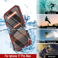 Charger l&#39;image dans la galerie, Coque étanche pour iPhone 17 Pro Max [Série Kickstud 2.0] Housse de protection IP68 avec protecteur d&#39;écran et béquille [Rouge]
