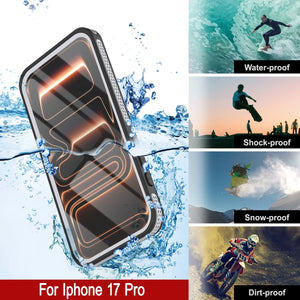 Coque étanche pour iPhone 17 Pro [Série Kickstud 2.0] Housse de protection IP68 avec protecteur d'écran et béquille [Blanc]
