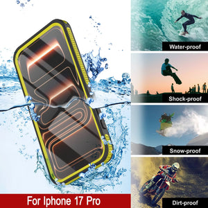 Coque étanche pour iPhone 17 Pro [Série Kickstud 2.0] Housse de protection IP68 avec protecteur d'écran et béquille [Jaune]