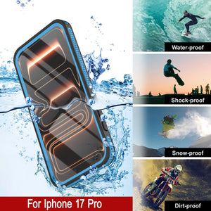 Coque étanche pour iPhone 17 Pro [Série Kickstud 2.0] Housse de protection IP68 avec protecteur d'écran et béquille [Bleu]