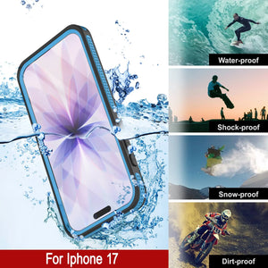 Coque étanche pour iPhone 17 [Série Kickstud 2.0] Housse de protection IP68 avec protecteur d'écran et béquille [Bleu]