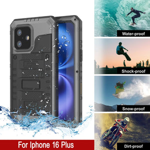 iPhone 16 Plus Metal Extreme 3.0 Série Aluminium Aluminium Aluminium IP68 W / Buillt en protecteur d'écran et kickstand [Silver]