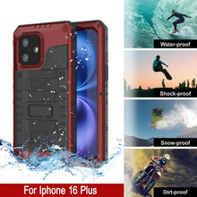 Charger l&#39;image dans la galerie, iPhone 16 Plus Metal Extreme 3.0 Série Aluminium Aluminium Aluminium IP68 W / Buillt en protecteur d&#39;écran et kickstand [rouge]
