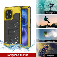 Charger l&#39;image dans la galerie, iPhone 16 Plus Metal Extreme 3.0 Série Aluminium Aluminium Aluminium IP68 W / Buillt en protecteur d&#39;écran et kickstand [Yellow]
