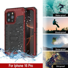 Charger l&#39;image dans la galerie, iPhone 16 Pro Metal Extreme 3.0 Série Aluminium Aluminium Aluminium IP68 W / Buillt en protecteur d&#39;écran et kickstand [Red]
