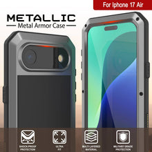 Charger l'image dans la galerie, Étui en métal aérien iPhone 17, couverture d'armure de qualité militaire lourde [Proof] Full Body Hard [Silver]
